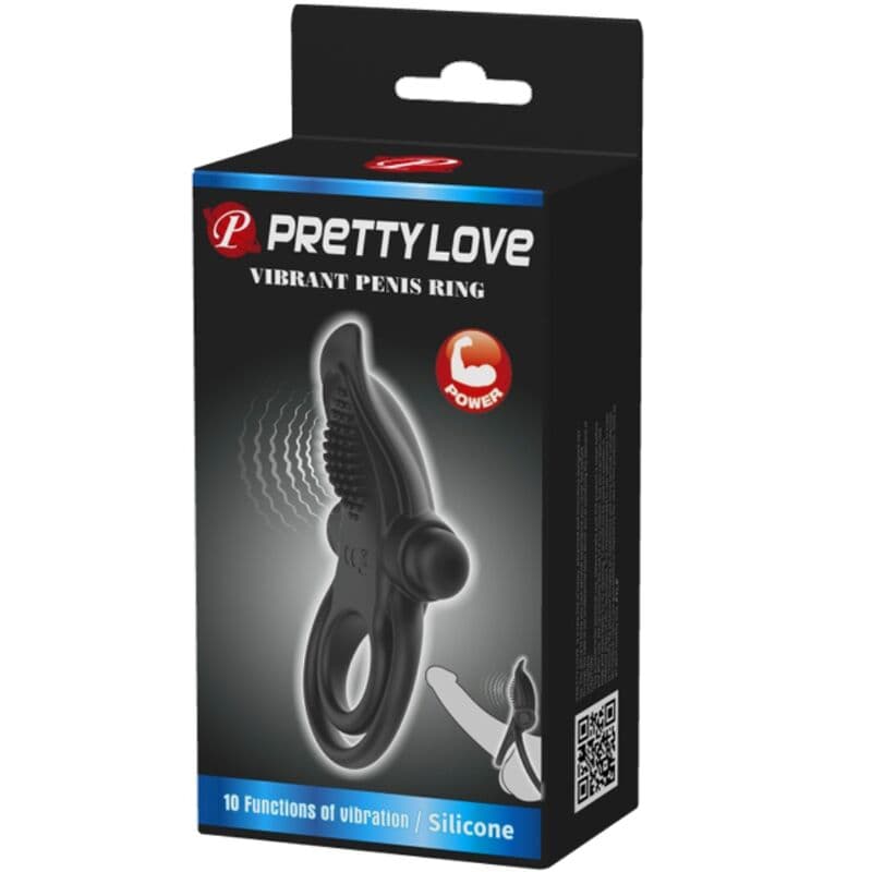 PRETTY LOVE - DOUBLE VIBRATING RING + CLITORIS STIMULATOR 10 VIBRATIONS BLACK thumb 7