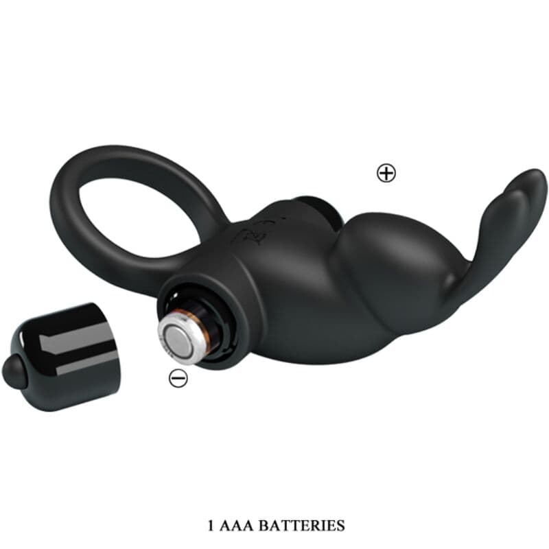 PRETTY LOVE - VIBRATING RING + RABBIT CLITORIS STIMULATOR 10 VIBRATIONS BLACK thumb 5