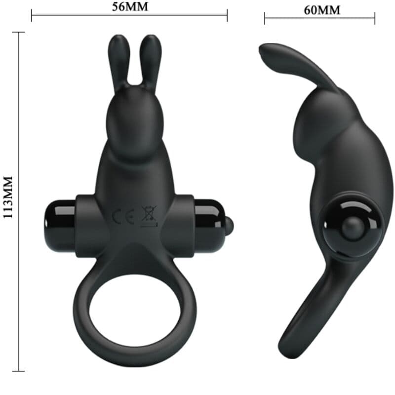 PRETTY LOVE - VIBRATING RING + RABBIT CLITORIS STIMULATOR 10 VIBRATIONS BLACK thumb 3