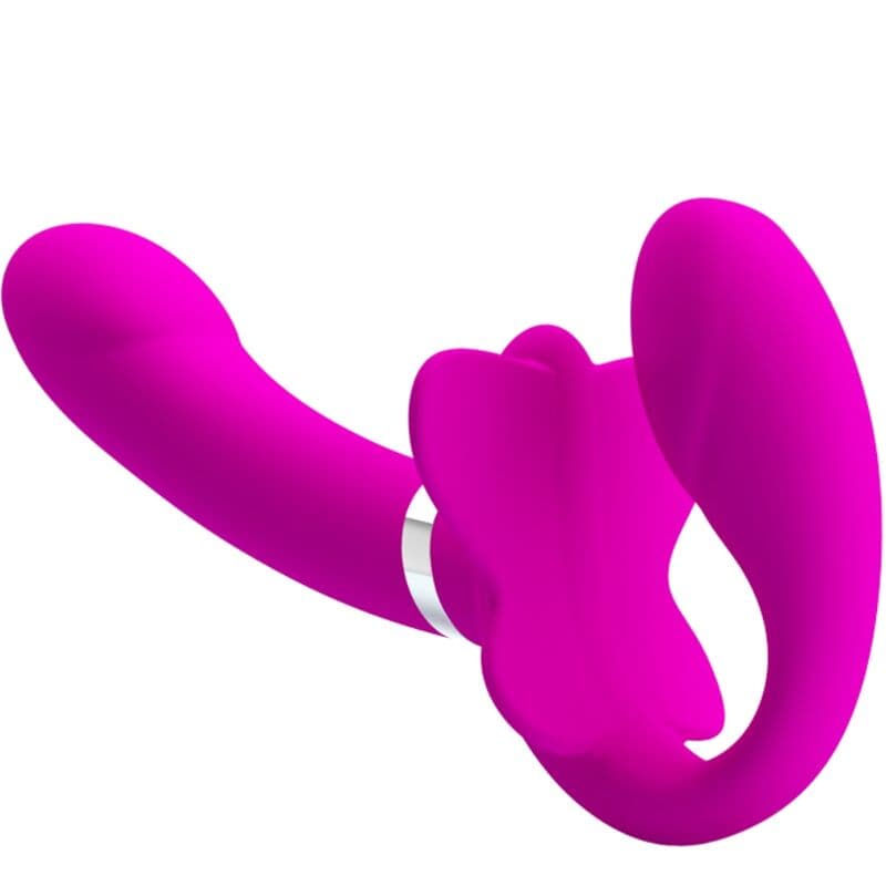 PRETTY LOVE - VALERIE DOUBLE STRAP-ON VIBRATOR 12 VIBRATIONS PURPLE thumb 2
