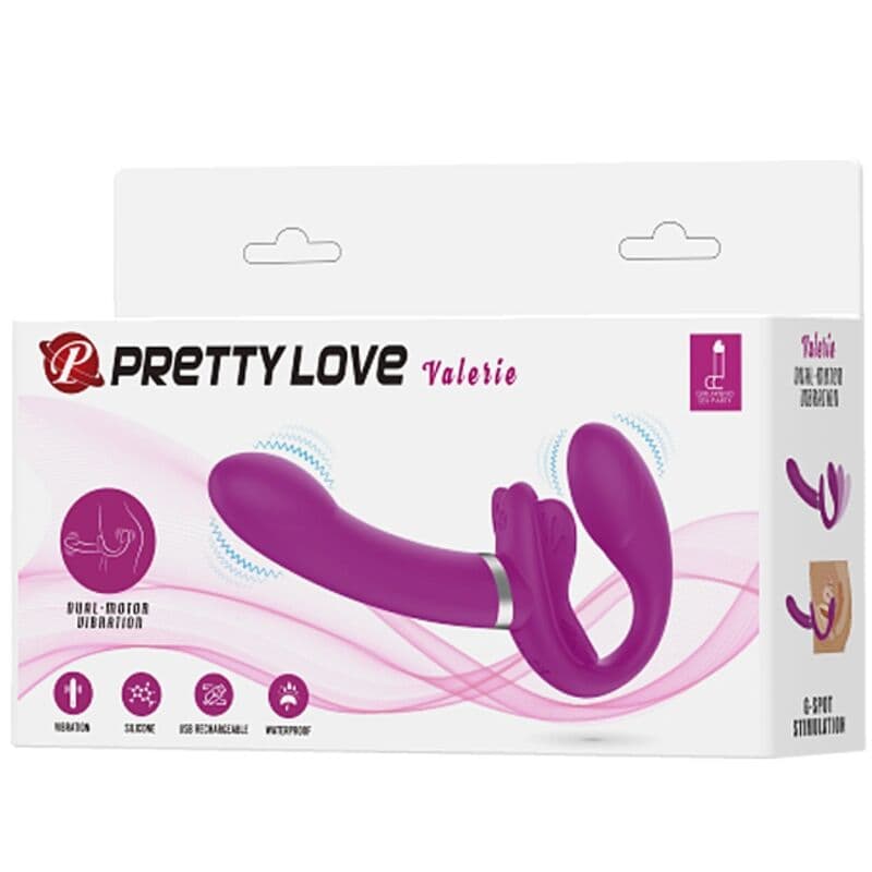 PRETTY LOVE - VALERIE DOUBLE STRAP-ON VIBRATOR 12 VIBRATIONS PURPLE thumb 7
