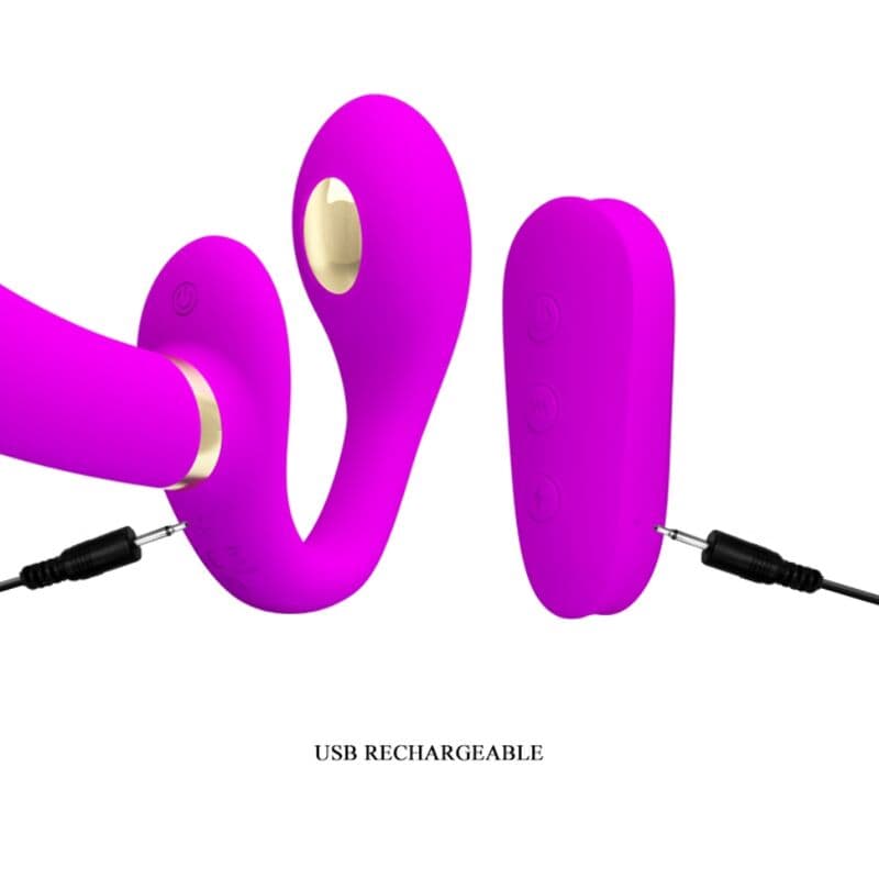 PRETTY LOVE - THUNDERBIRD DOUBLE STRAP-ON VIBRATOR REMOTE CONTROL PURPLE thumb 6