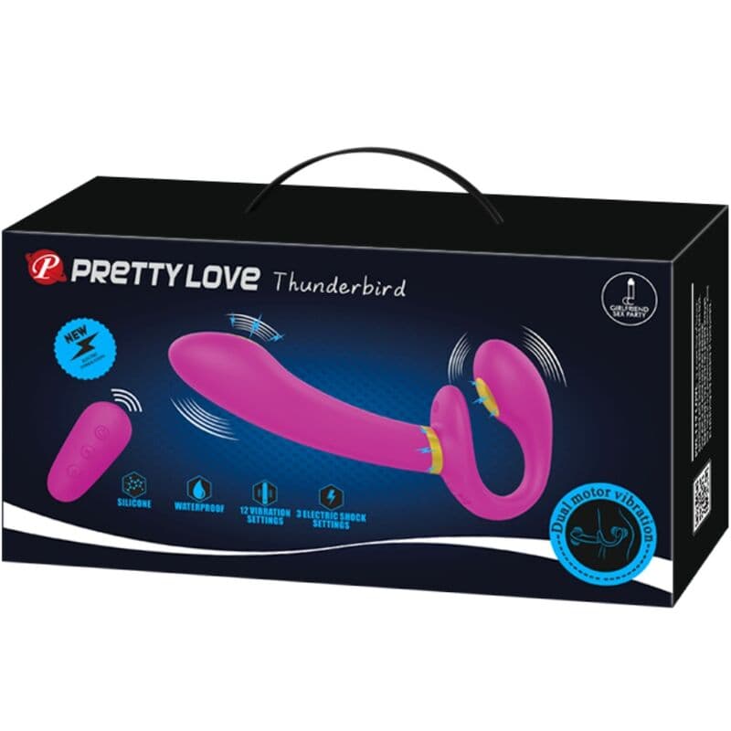 PRETTY LOVE - THUNDERBIRD DOUBLE STRAP-ON VIBRATOR REMOTE CONTROL PURPLE thumb 7