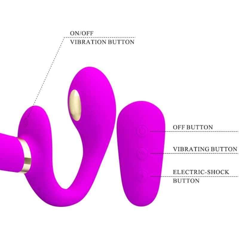 PRETTY LOVE - THUNDERBIRD DOUBLE STRAP-ON VIBRATOR REMOTE CONTROL PURPLE thumb 5
