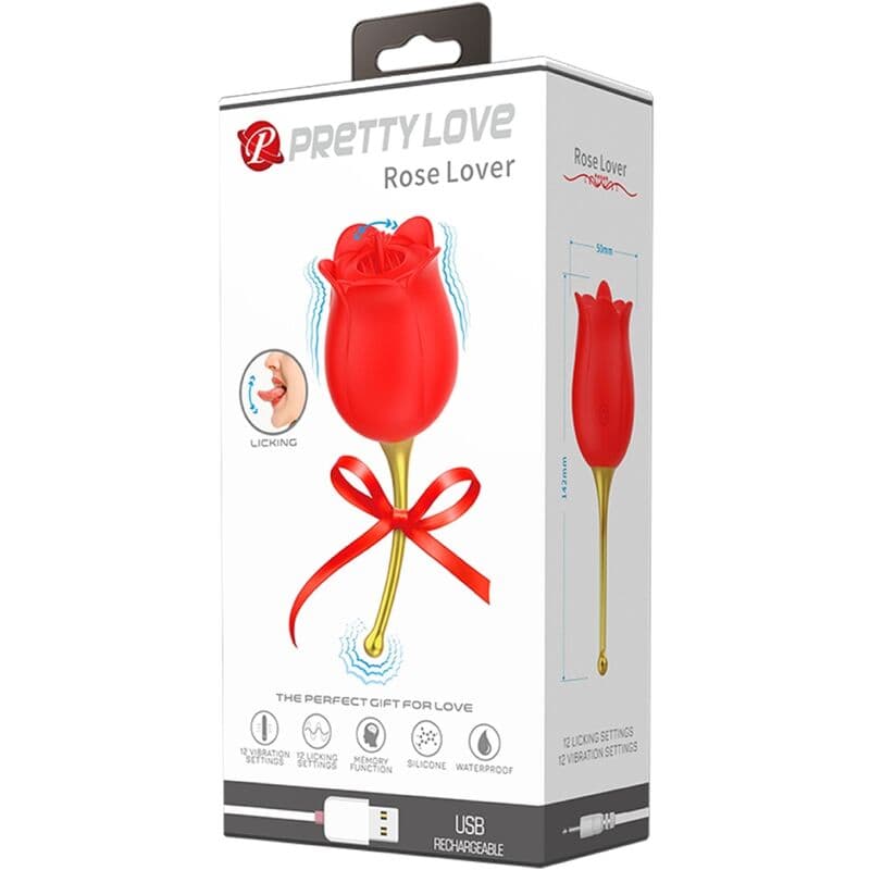 PRETTY LOVE - ROSE LOVER ROSE CLITORIS STIMULATOR 12 VIBRATIONS RED thumb 6