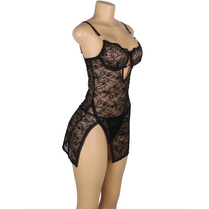 SUBBLIME - 954185 LACE BABYDOLL WITH ADJUSTABLE STRAPS BLACK S/M thumb 4