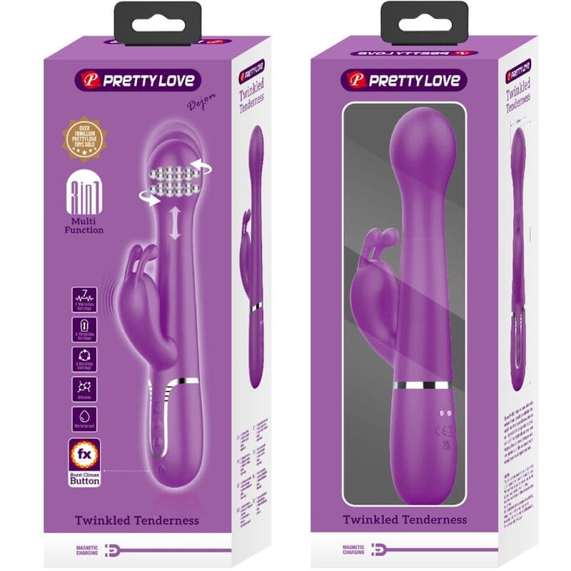 PRETTY LOVE - DEJON 3 IN 1 MULTIFUNCTION RABBIT VIBRATOR  PURPLE thumb 8