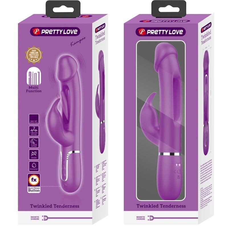 PRETTY LOVE - KAMPAS 3 IN 1 MULTIFUNCTION RABBIT VIBRATOR  PURPLE thumb 8