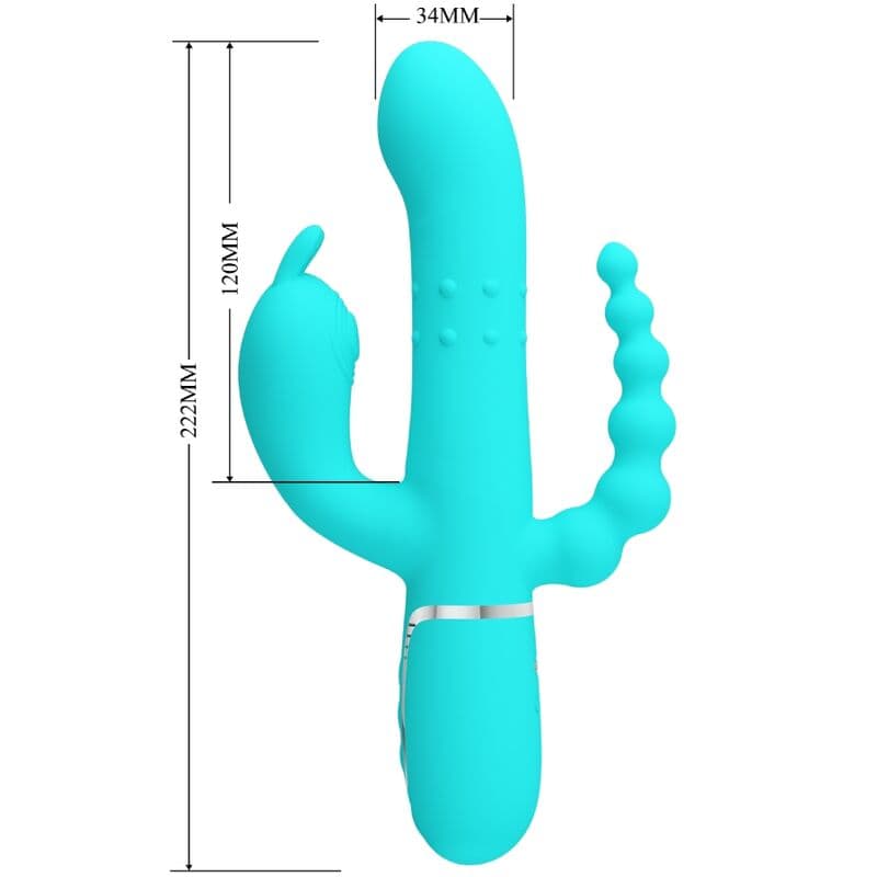 PRETTY LOVE - CAMMY 4 IN 1 MULTIFUNCTION TRIPPLE RABBIT VIBRATOR  BLUE thumb 6