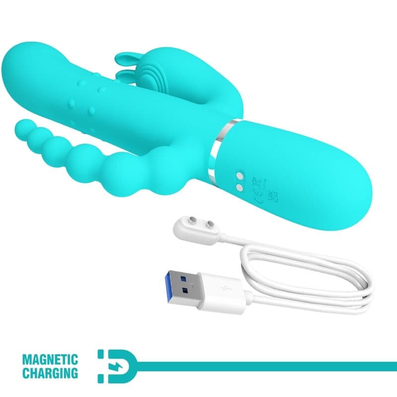 PRETTY LOVE - CAMMY 4 IN 1 MULTIFUNCTION TRIPPLE RABBIT VIBRATOR  BLUE thumb 8