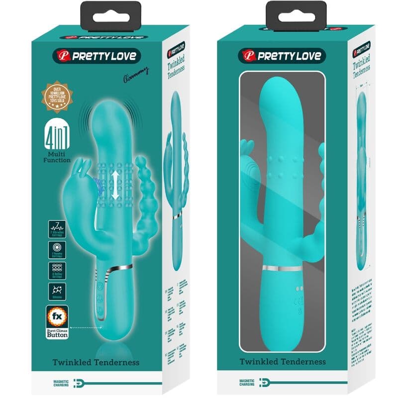PRETTY LOVE - CAMMY 4 IN 1 MULTIFUNCTION TRIPPLE RABBIT VIBRATOR  BLUE thumb 9