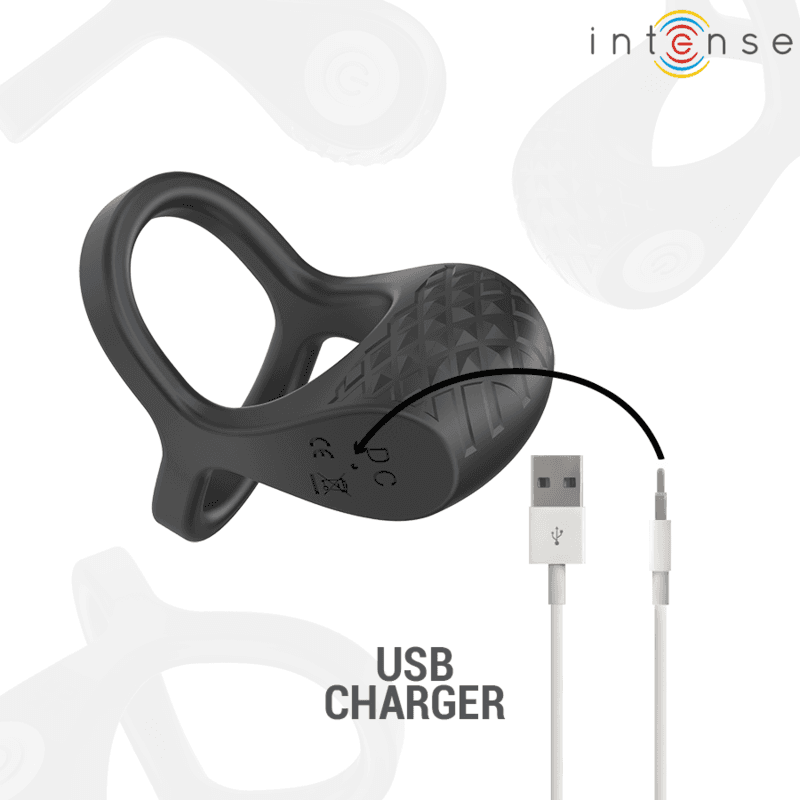 INTENSE - ALEX VIBRATOR DOUBLE PENIS RING 10 VIBRATIONS BLACK thumb 6