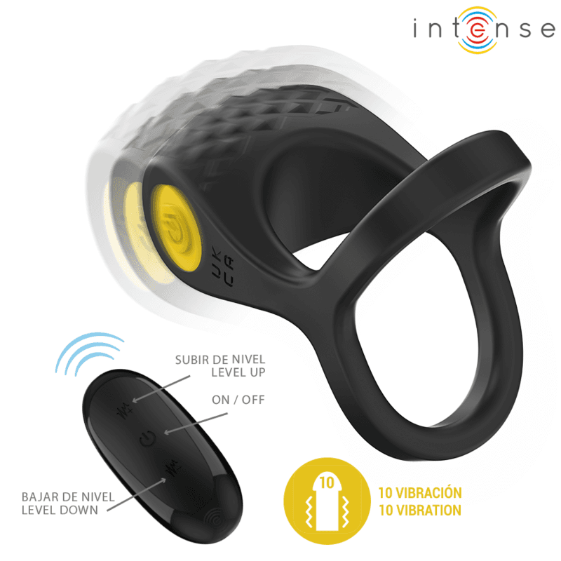 INTENSE - ALEX VIBRATOR DOUBLE PENIS RING 10 VIBRATIONS BLACK thumb 3