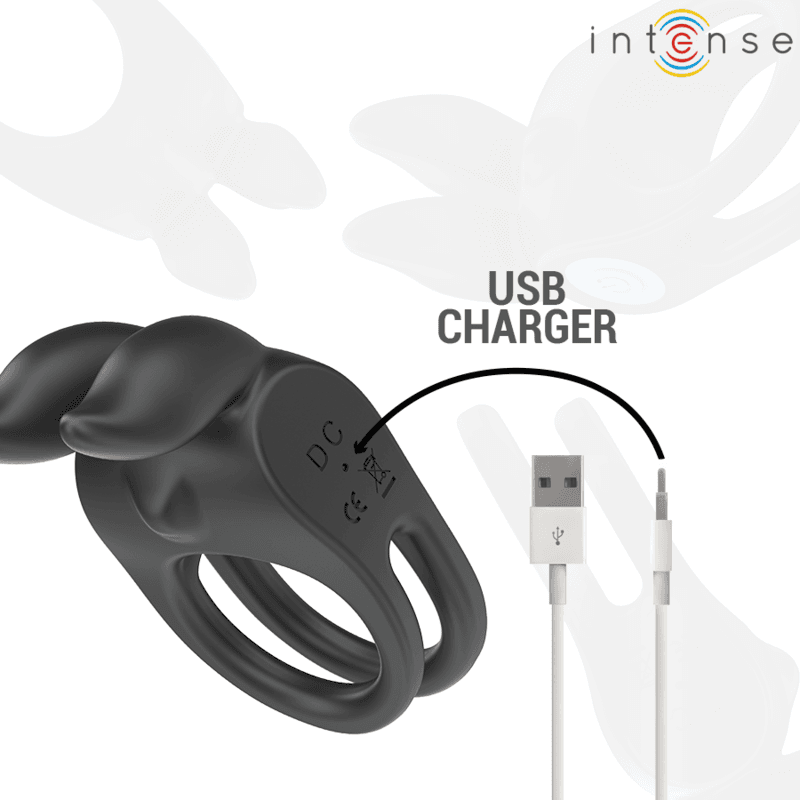 INTENSE - SAM VIBRATOR DOUBLE PENIS RING 10 VIBRATIONS BLACK thumb 6