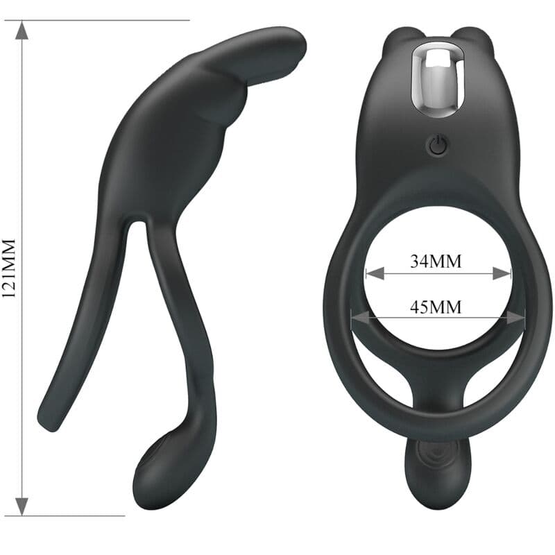 PRETTY LOVE - SETH DOUBLE VIBRATING RING RABBIT 7 VIBRATIONS BLACK thumb 6