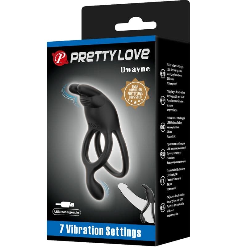 PRETTY LOVE - SETH DOUBLE VIBRATING RING RABBIT 7 VIBRATIONS BLACK thumb 9