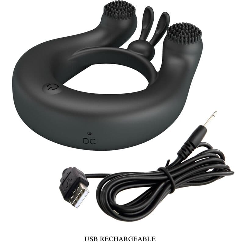PRETTY LOVE - DAHLIA VIBRATING RING + CLITORIS STIMULATOR 12 VIBRATIONS BLACK thumb 8