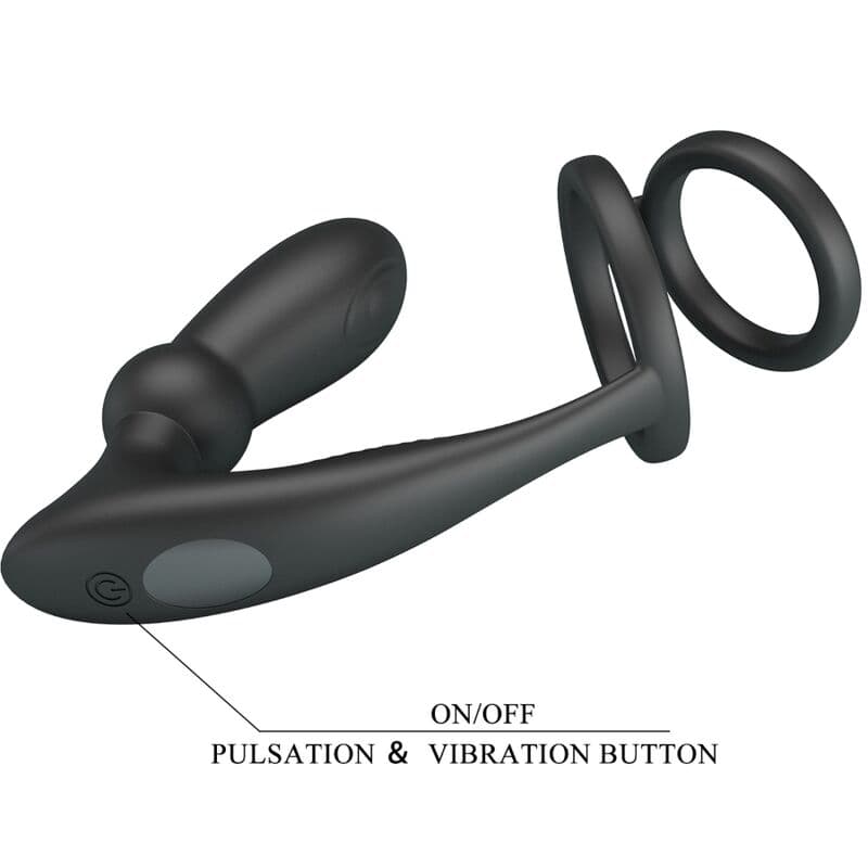PRETTY LOVE - EMONI PENIS RING + ANAL PLUG 12 VIBRATIONS BLACK thumb 6