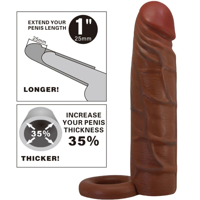 PRETTY LOVE - KAILE PENIS SLEEVE WITH 2.5 CM EXTENSION MULATTO thumb 6