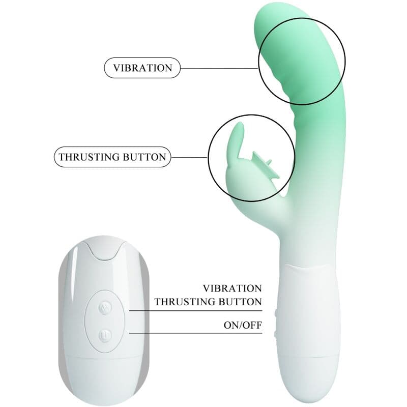PRETTY LOVE - CERBERUS RABBIT VIBRATOR 3O VIBRATIONS GREEN thumb 7