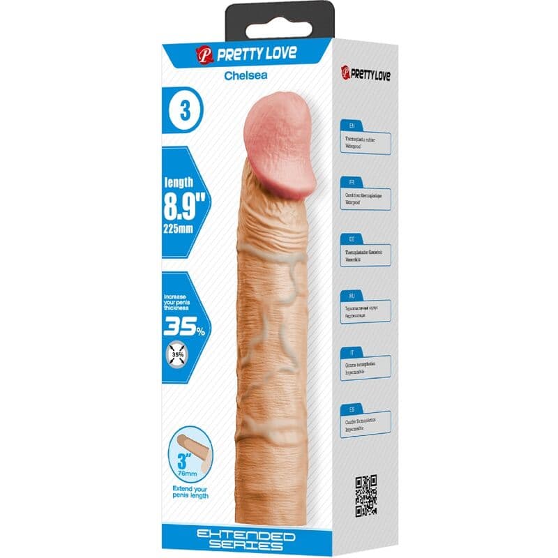 PRETTY LOVE - CHELSEA PENIS SLEEVE WITH 7.6 CM EXTENSION FLESH thumb 5