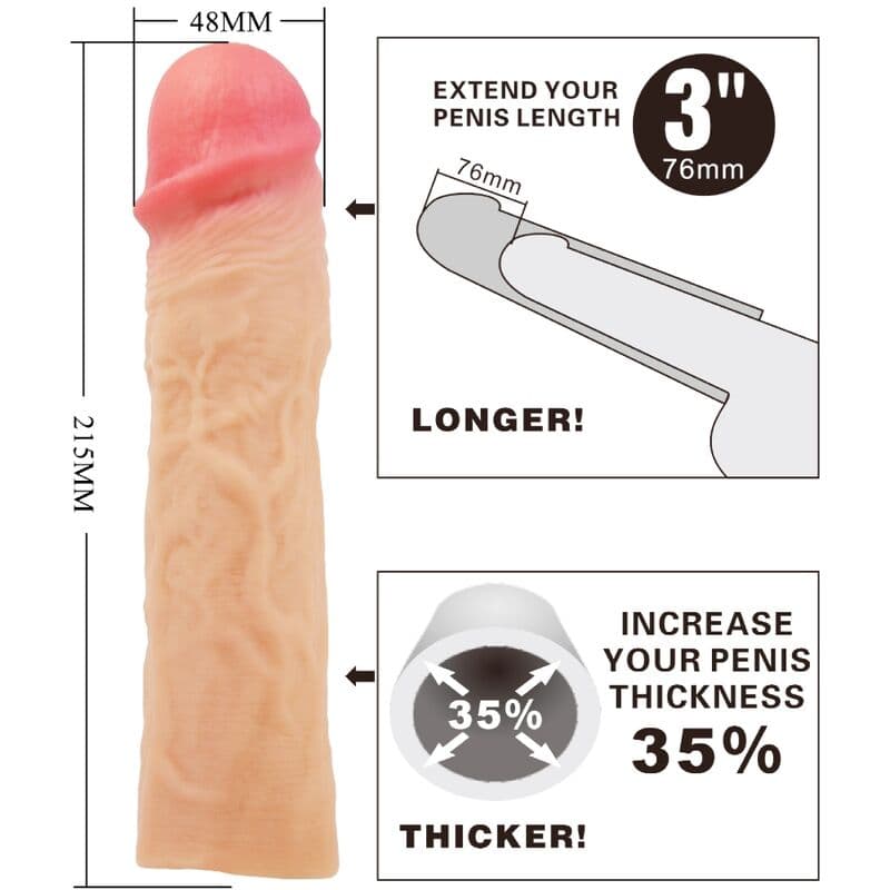 PRETTY LOVE - DEREK PENIS SLEEVE WITH 7.6 CM EXTENSION FLESH thumb 4