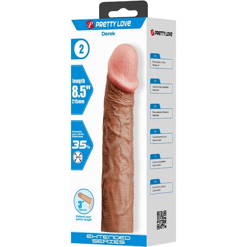 PRETTY LOVE - DEREK PENIS SLEEVE WITH 7.6 CM EXTENSION MULATTO thumb 5