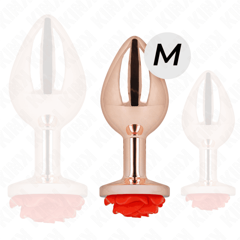 KINK - PINK GOLD ANAL PLUG WITH RED ROSE M thumb 3