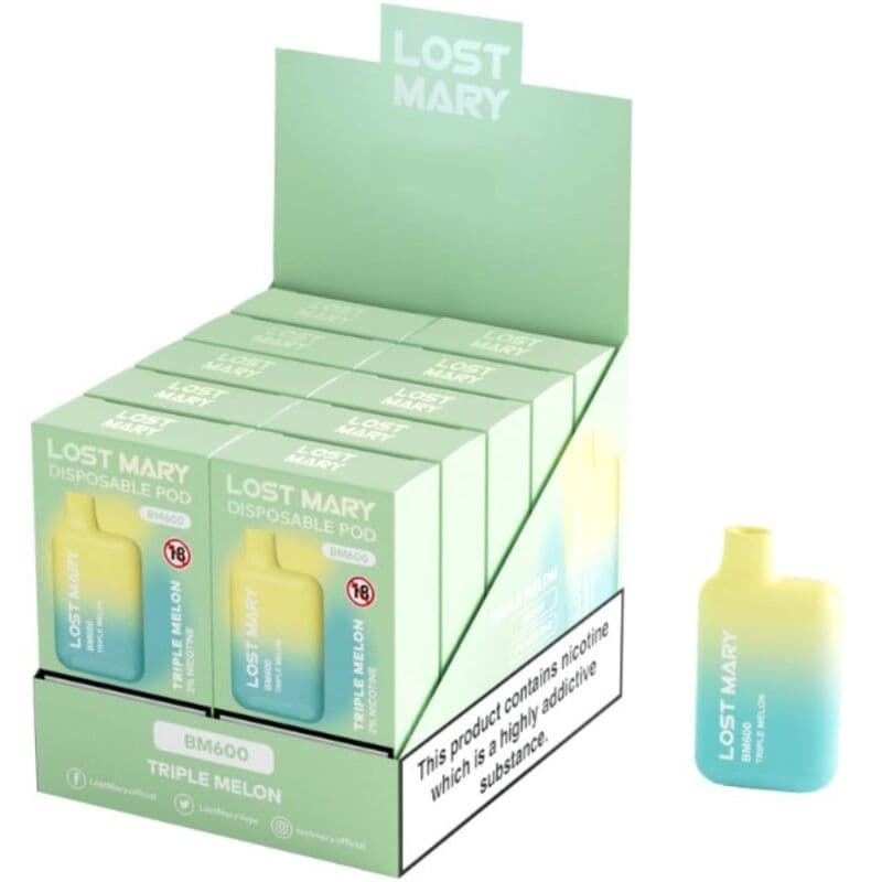 LOST MARY - BM600 NICOTINE VAPER 2% DISPOSABLE TRIPLE MELON thumb 2