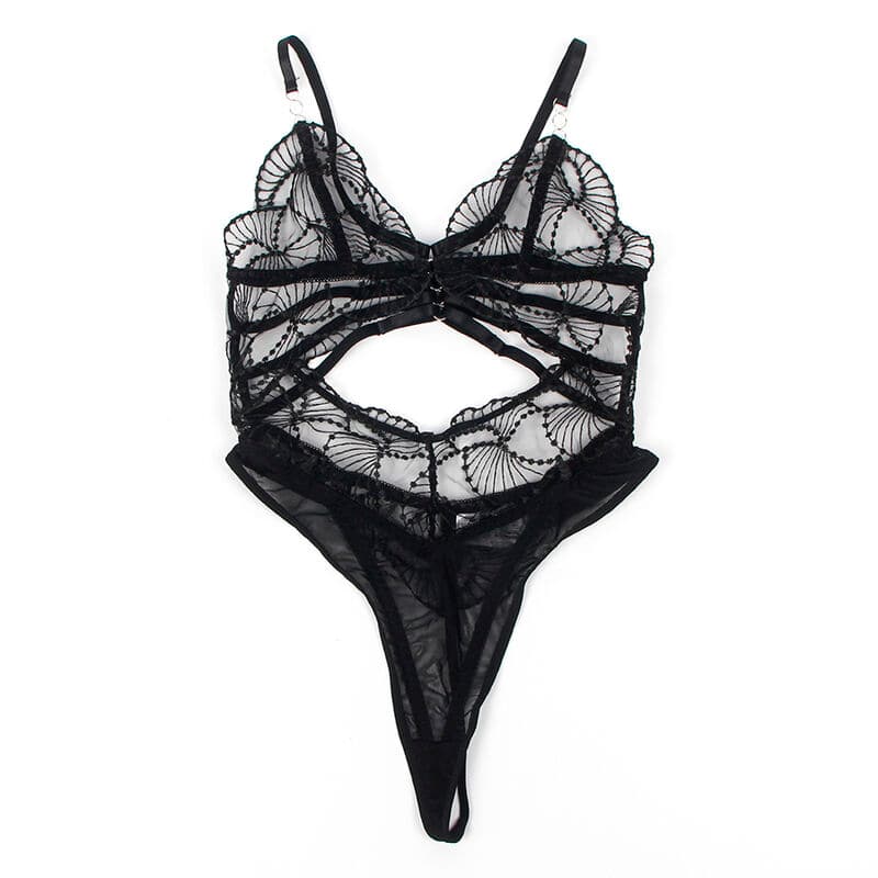 SUBBLIME - 955229 TRANSPARENT BODYSUIT WITH HOLLOW LACE BLACK L/XL thumb 6