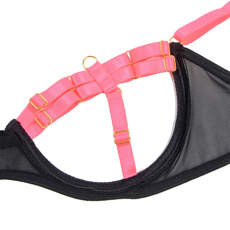 SUBBLIME - 955304 BRA SET WITH NECKLACE AND LEG DETAILS FLUORESCENT PINK L/XL thumb 8