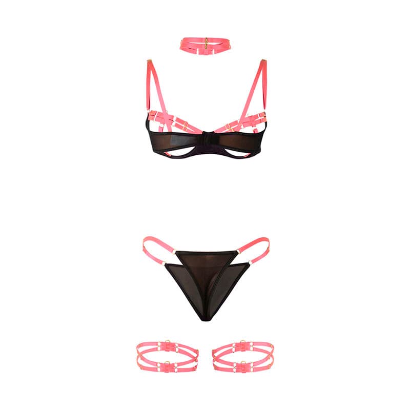 SUBBLIME - 955304 BRA SET WITH NECKLACE AND LEG DETAILS FLUORESCENT PINK L/XL thumb 6