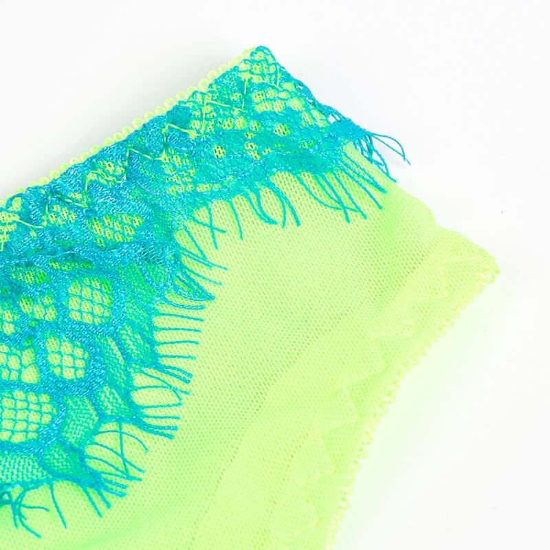 SUBBLIME - 955328 BRA SET WITH LACE AND GARTER LINES GREEN AND BLUE L/XL thumb 9