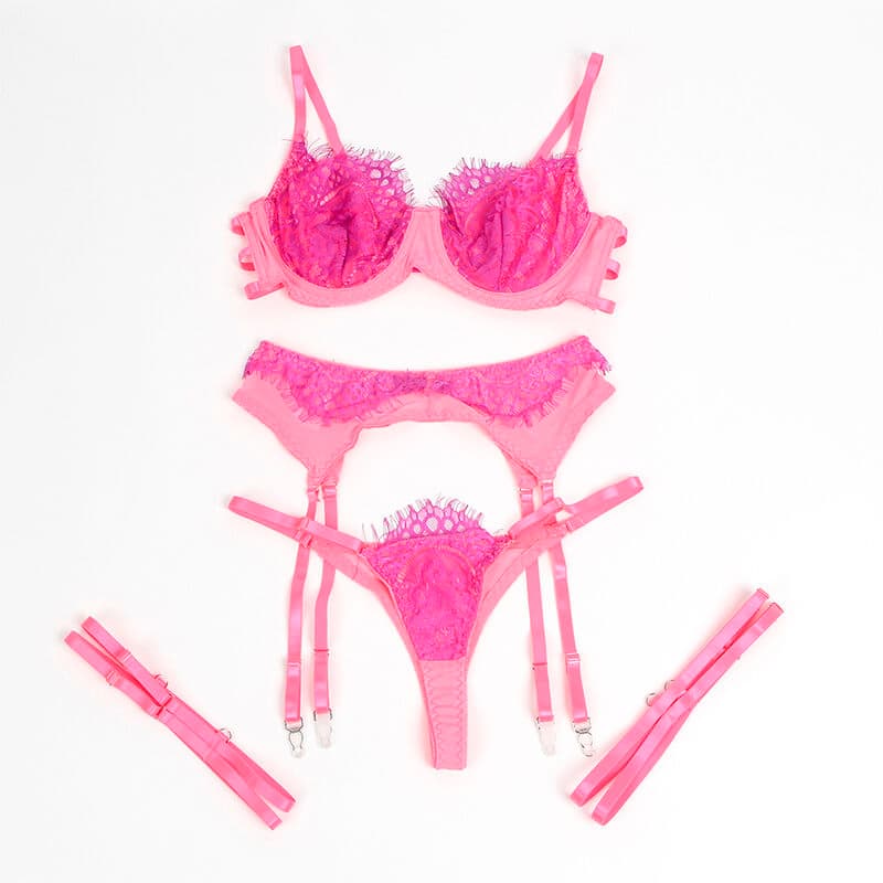 SUBBLIME - 955359 SET OF BRA WITH LACE AND GARTER LINKS PINK AND PURPLE S/M thumb 8