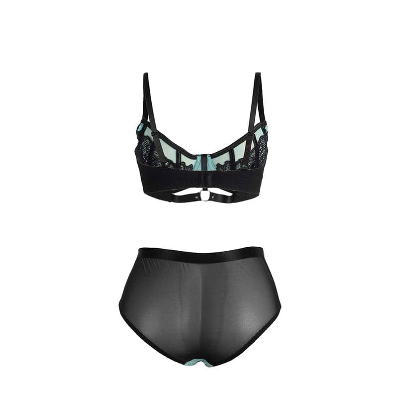 SUBBLIME - 955564 GREEN PATENT LEATHER MESH ZIPPER BRA SET L/XL thumb 6