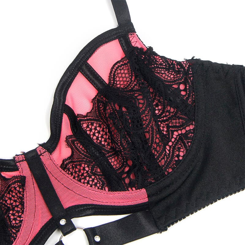 SUBBLIME - 955571 PINK PATENT LEATHER MESH ZIPPER BRA SET S/M thumb 8