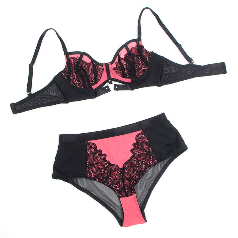 SUBBLIME - 955571 PINK PATENT LEATHER MESH ZIPPER BRA SET S/M thumb 6
