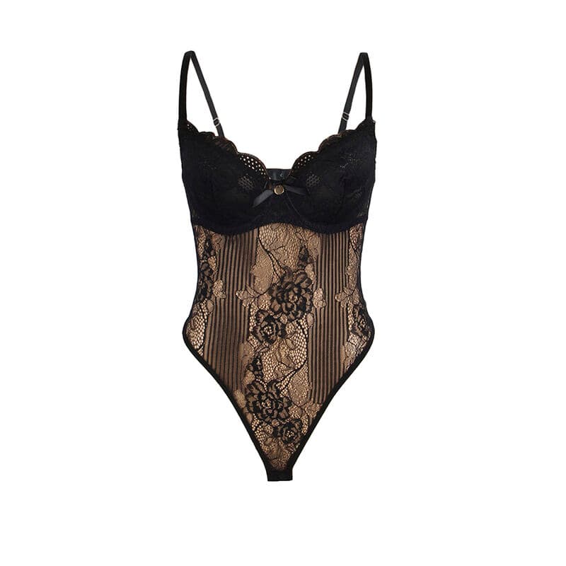 SUBBLIME - 955618 LACE BODYSUIT WITH BOTTOM CLOSURE BLACK S/M thumb 4