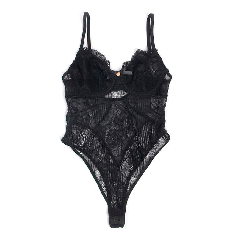SUBBLIME - 955618 LACE BODYSUIT WITH BOTTOM CLOSURE BLACK S/M thumb 6