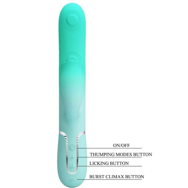 PRETTY LOVE - GIGI MULTIFUNCTION RABBIT VIBRATOR AQUA GREEN thumb 8