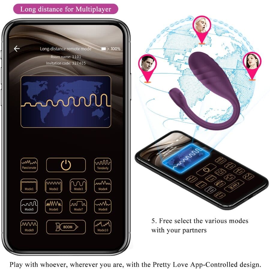 PRETTY LOVE - LEVIATHAN APP CONTROLLED VIBRATOR PURPLE thumb 19