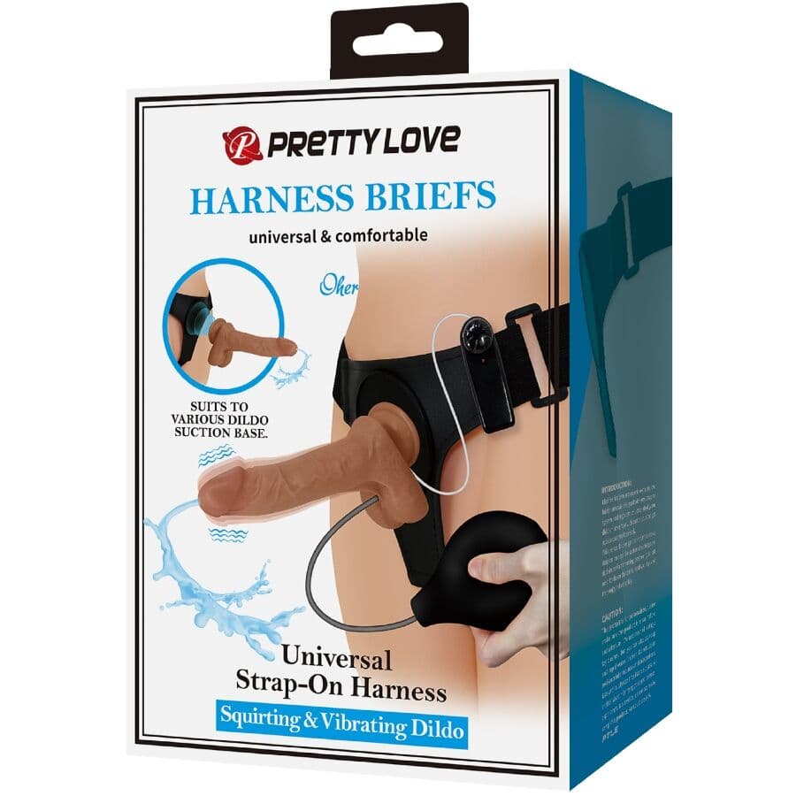 PRETTY LOVE - UNIVERSAL HARNESS BRIEFS WITH VIBRATING AND SQUIRTING DILDO 15.5 CM MULATO thumb 10