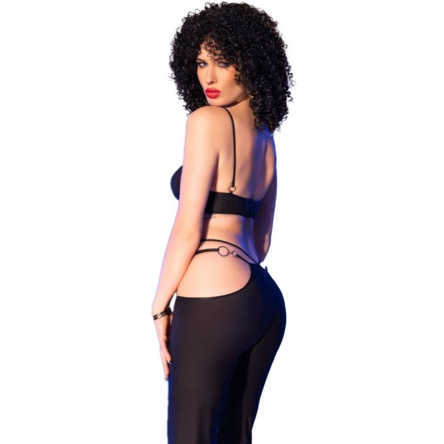 CHILIROSE - CR 4851 BLACK TOP AND LEGGINGS SET WITH GOLDEN ACCESSORIES S thumb 2