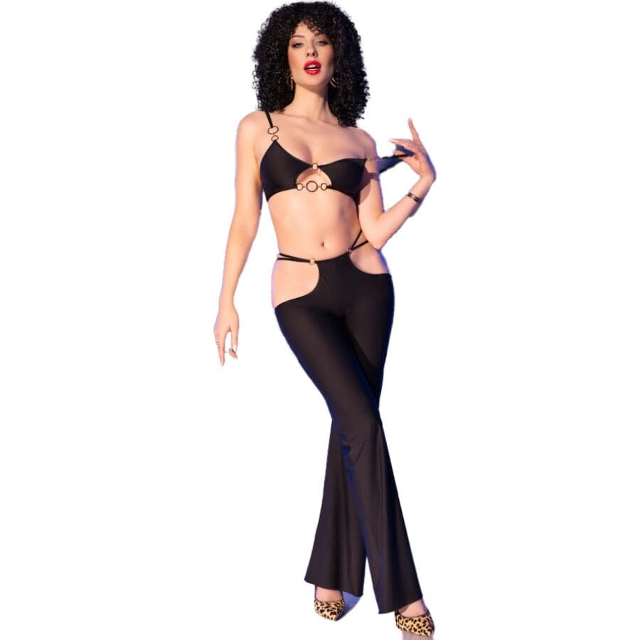 CHILIROSE - CR 4851 BLACK TOP AND LEGGINGS SET WITH GOLDEN ACCESSORIES S thumb 3