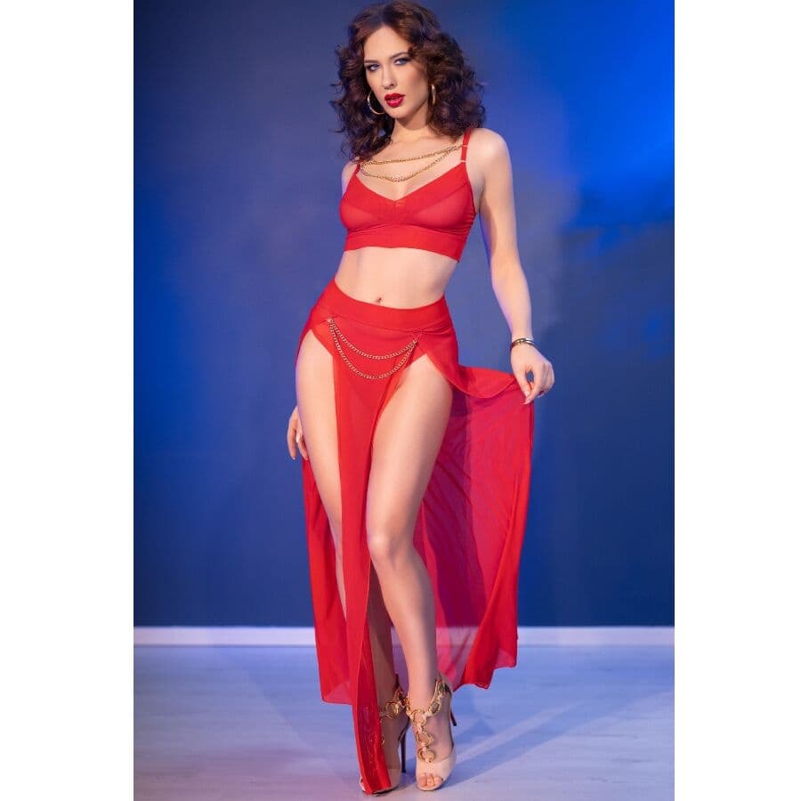 CHILIROSE - CR 4850 RED TOP AND LEGGINGS SET WITH GOLDEN ACCESSORIES M thumb 8