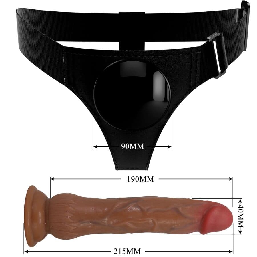 PRETTY LOVE - KYTON UNIVERSAL HARNESS BRIEFS WITH SQUIRTING DILDO 19 CM MULATO thumb 7