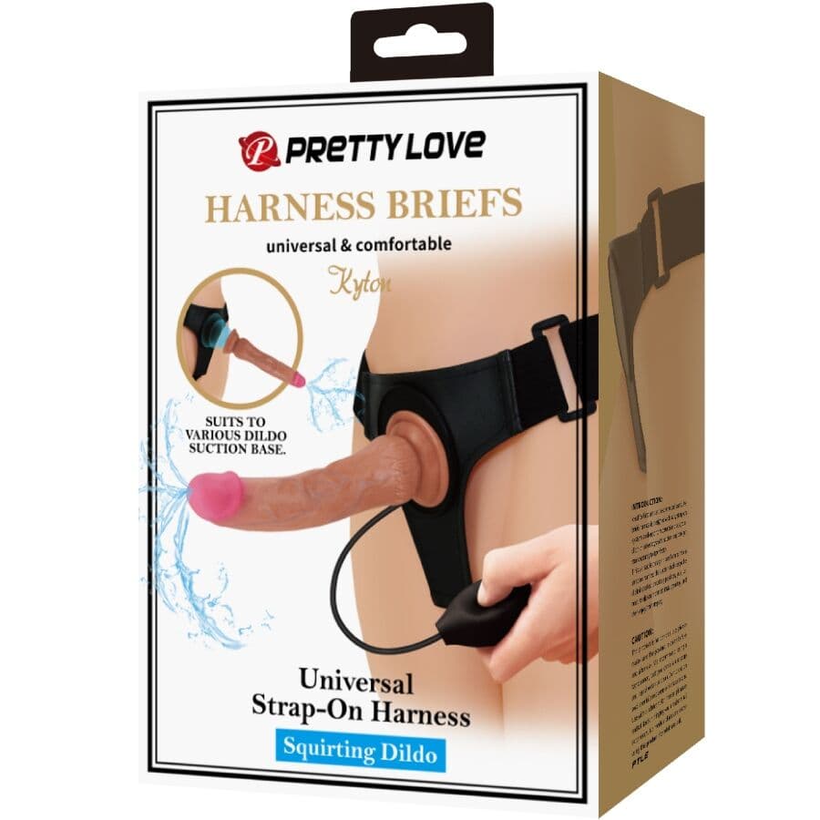 PRETTY LOVE - KYTON UNIVERSAL HARNESS BRIEFS WITH SQUIRTING DILDO 19 CM MULATO thumb 8