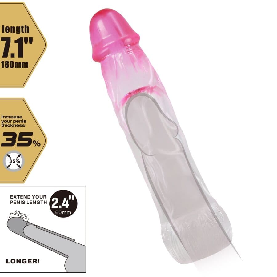 PRETTY LOVE - NERON REALISTIC 6 CM ENLARGEMENT SHEATH FOR  PENIS PINK thumb 5