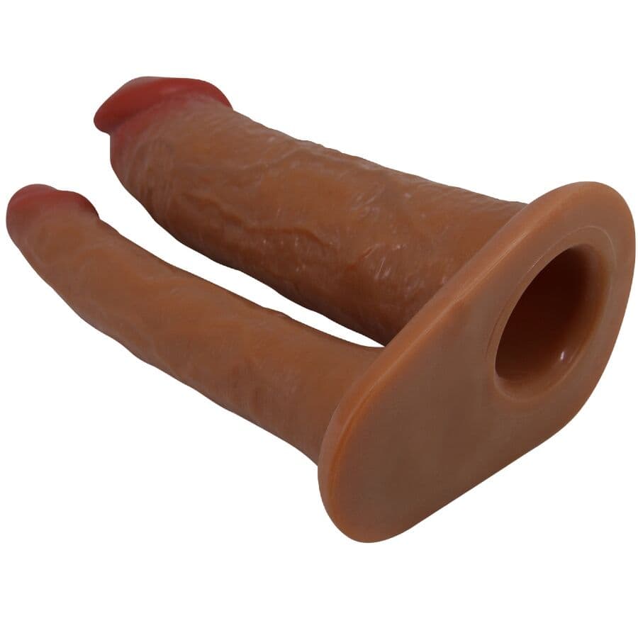 PRETTY LOVE - YAIRON DOUBLE PENIS SLEEVE WITH 4 CM EXTENSION MULATTO thumb 3