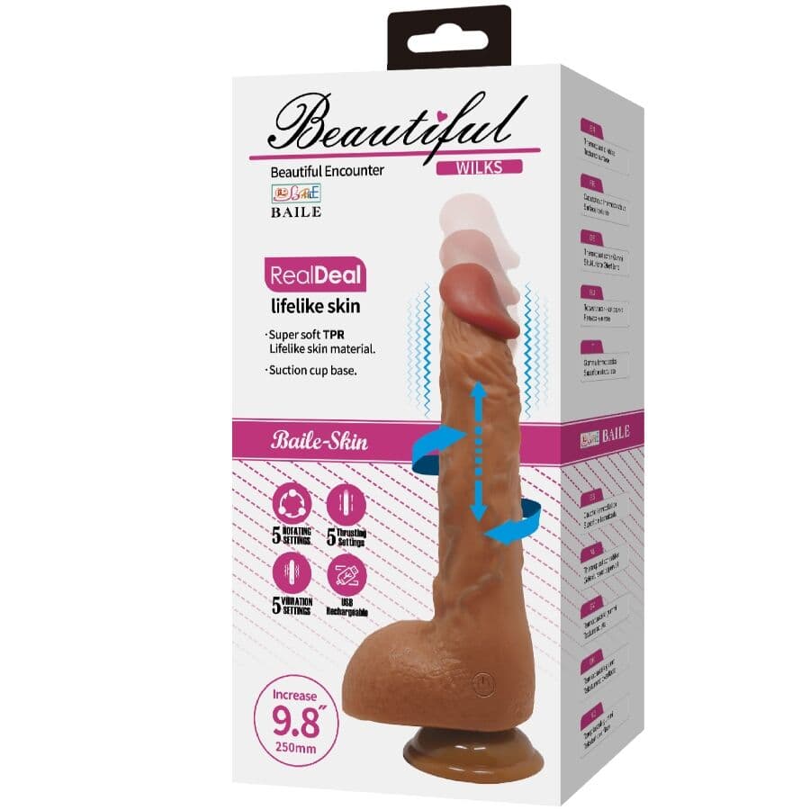 BAILE - BEAUTIFUL WILKS 5 SETTING REALISTIC VIBRATOR 25 CM MULATO thumb 6